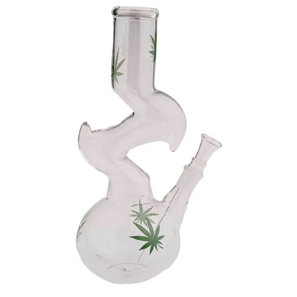 Green Leaf Ice Glasbong 30 cm mit Eiskerben und grünem Blattdesign