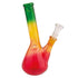 Rastafari Small Glass Bong Bent Shaft 18 cm mit grünem Hanfblatt-Motiv und gebogenem Hals